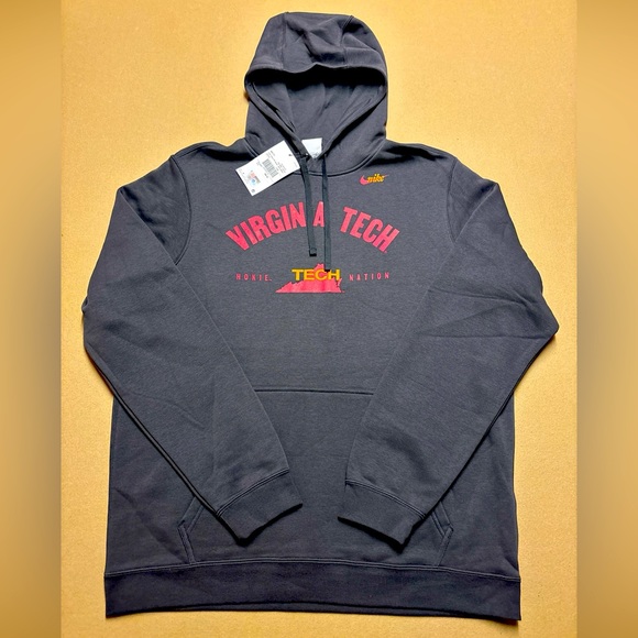 Nike Other - Nike Virginia Tech Hokies Hoodie Men VT Hooded Sweatshirt Grey Size L Large